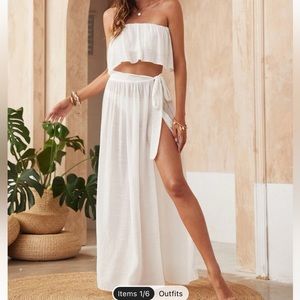 SHEIN Bandeau Top & Tie Side Maxi Skirt Coverup Set